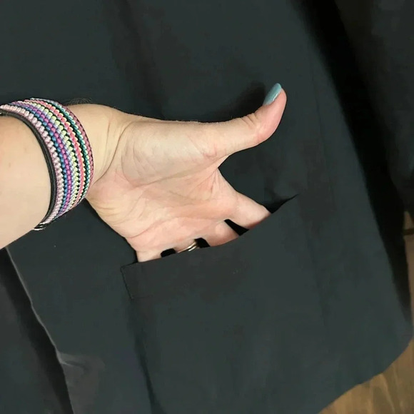 Eileen Fisher Washed Organic Cotton Poplin Blazer black large - Picture 6 of 7